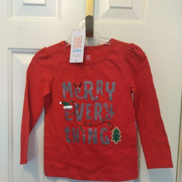 Baby Girls Boys Merry Everything T-Shirt Just One You Made By Carter's Red 2T - Picture 1 of 2